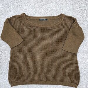 Peruvian Connection Womens Crochet Knit Short Sleeve Sweater Size S Boho Earthy